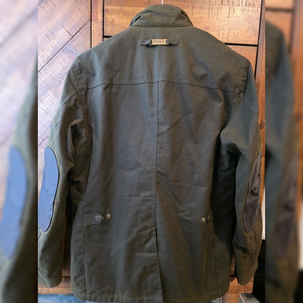NWT! Barbour Ogston Wax Jacket in Olive Sz. Medium - Picture 2 of 9